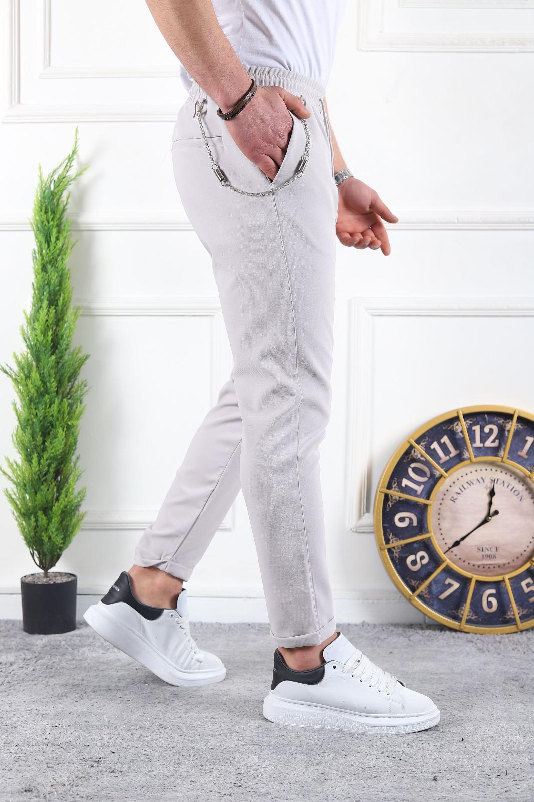 Ανδρικό γκρι υφασμάτινο παντελόνι loose fit PNT6342 φωτογραφία